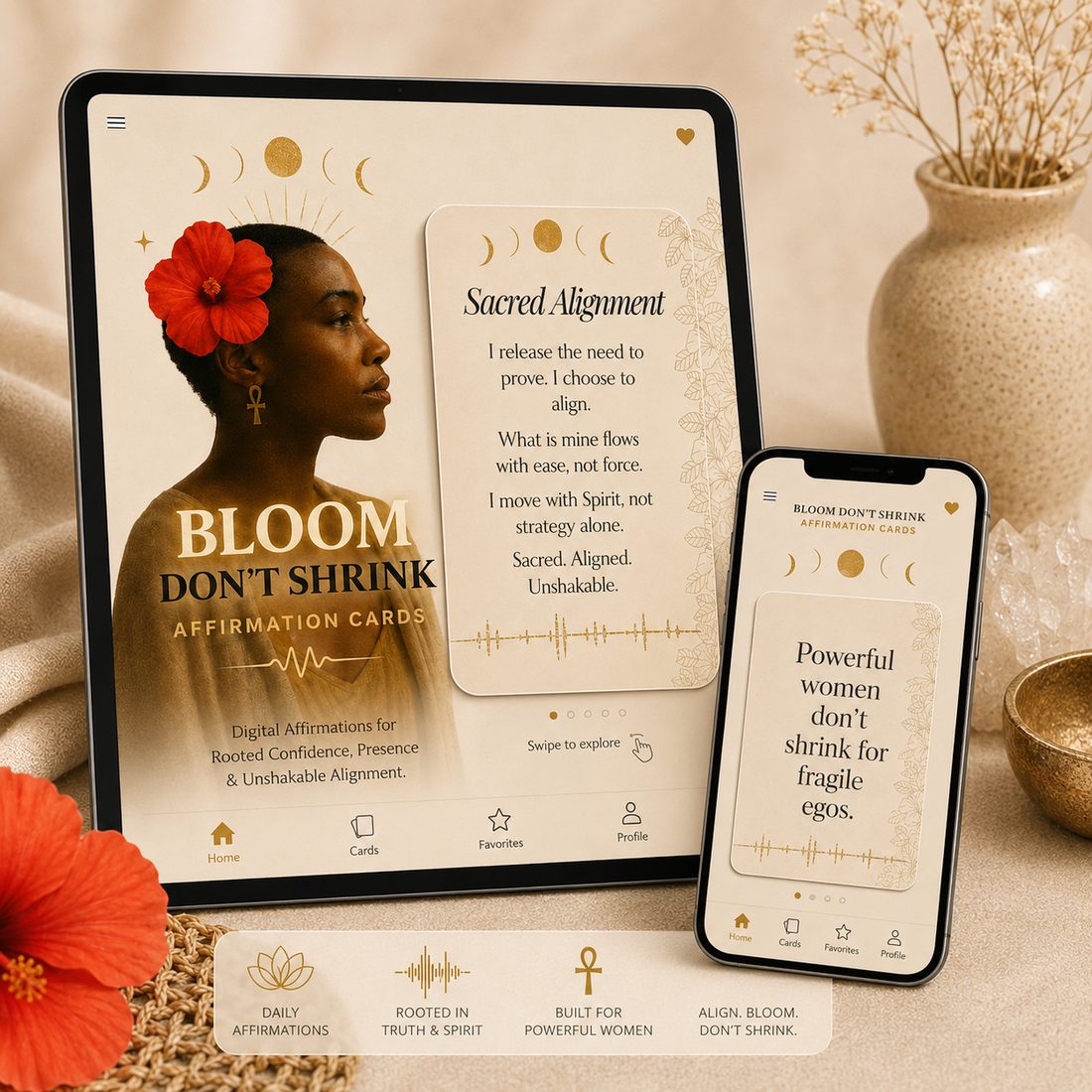 Bloom, Don&rsquo;t Shrink digital affirmation cards